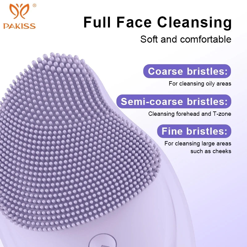 PAKISS Multifunctional  Electric Silicone Face Brush - Deep Pore Cleanser for Blackheads, Oil Control & Makeup Removal